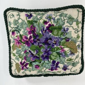 Bucilla Needlepoint Pillow COMPLETE 4694 Violets 11x12 Vintage 1994 Finished